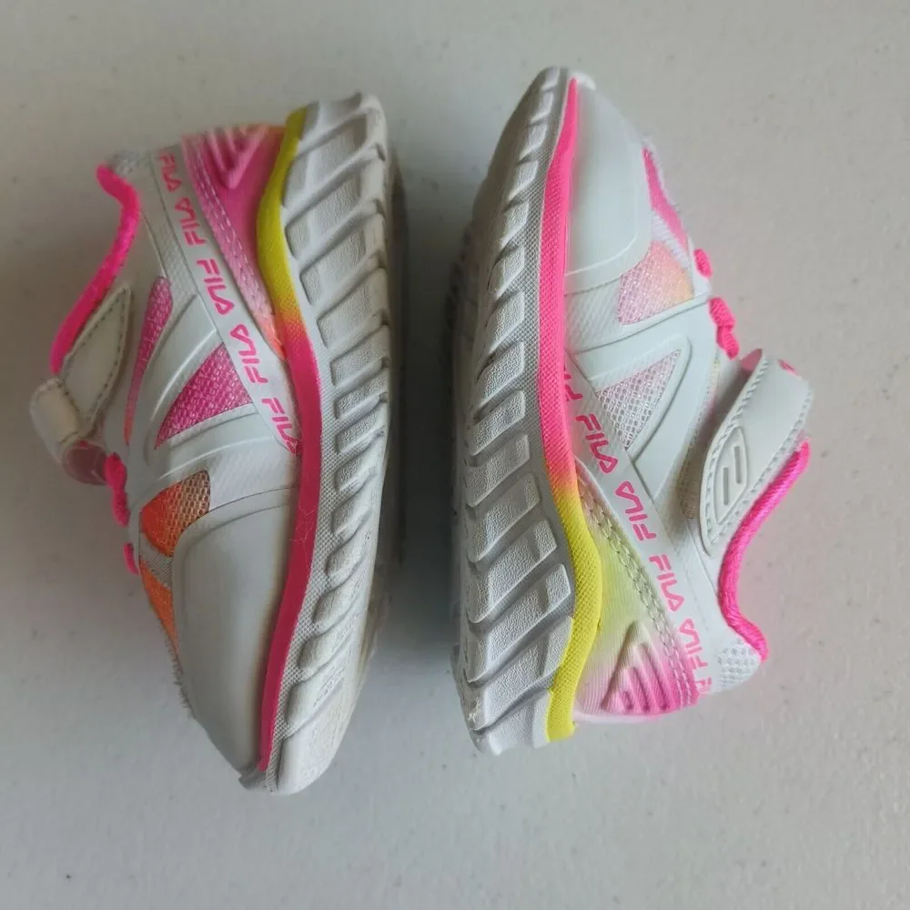 Fila Toddler Girls Lightweight Athletic Shoes/Sneakers Size 5 Pink, White Sneake